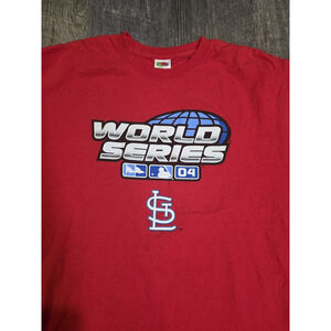 2004 Saint Louis Cardinals World Series Graphic Red T-shirt XL Fruit of the Loom